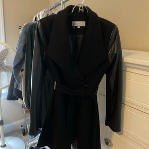 Calvin Klein leathered pea coat
